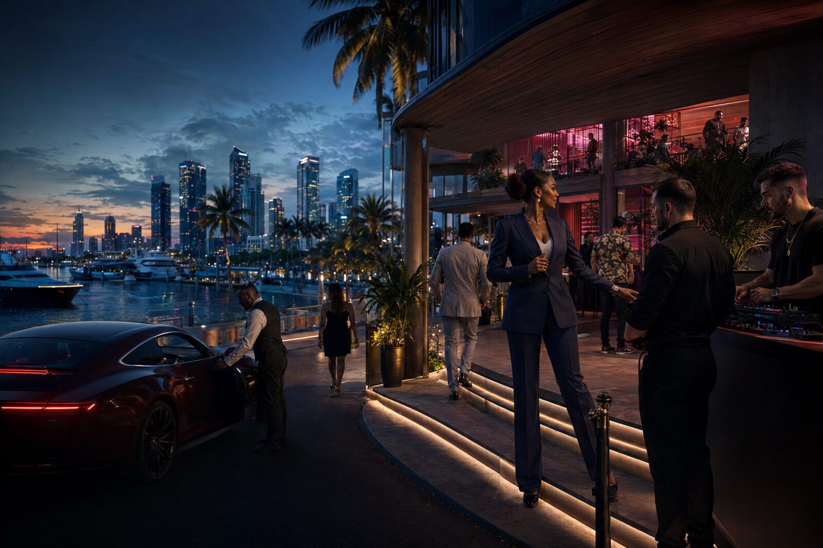 A waterfront venue owner preparing for opening night in Palm6 Bay.